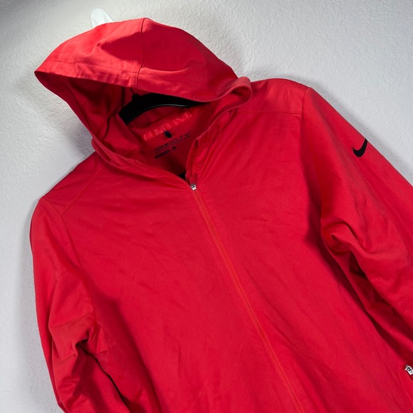 Nike Golf Red Full Zip‎ Lightweight Hooded Jacket Mens Large - Picture 1 of 8